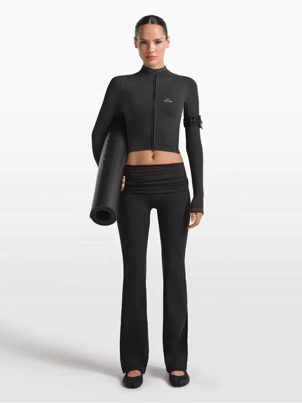 Nike x Skims Matte Foldover Slim Flare Legging In Obsidian